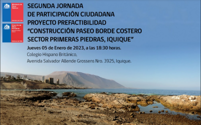 Este 5 de enero se realizará la segunda jornada de participación ciudadana para la construcción del borde costero de Primeras Piedras en Iquique